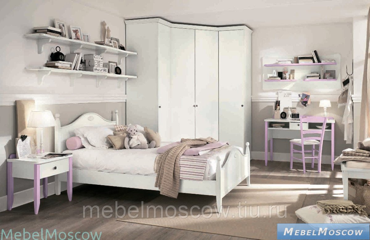 Детская комната с белой мебелью