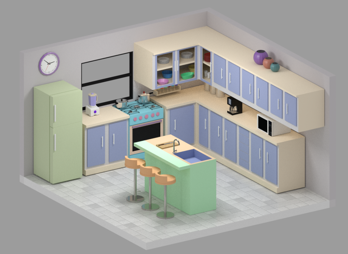 Три комнаты кухни. Комната isometric 3d кухня. Low Poly кухня. Кухня изометрия Blender. Кухня 3д модель TINKERKIT.