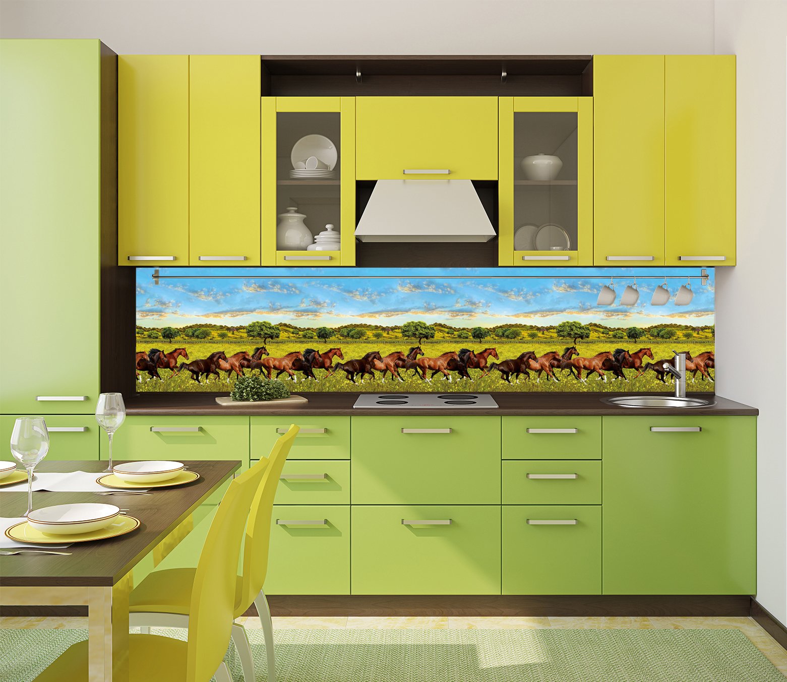 Студия фартуков. SP 241 Альбико. Желтая плитка для кухни на фартук. Желтая плитка на кухне. Кухонный фартук АБС.