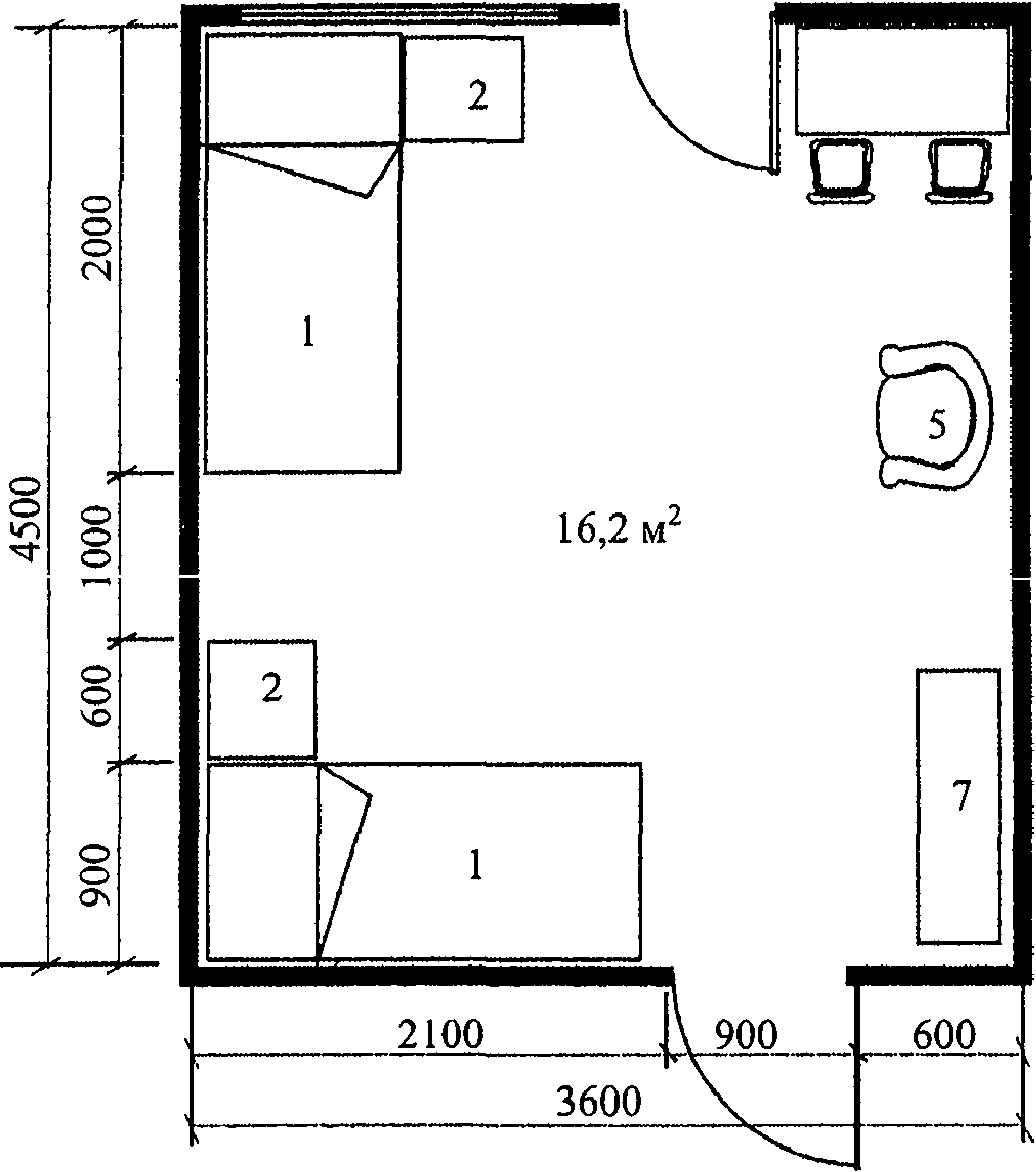 План комнаты с размерами