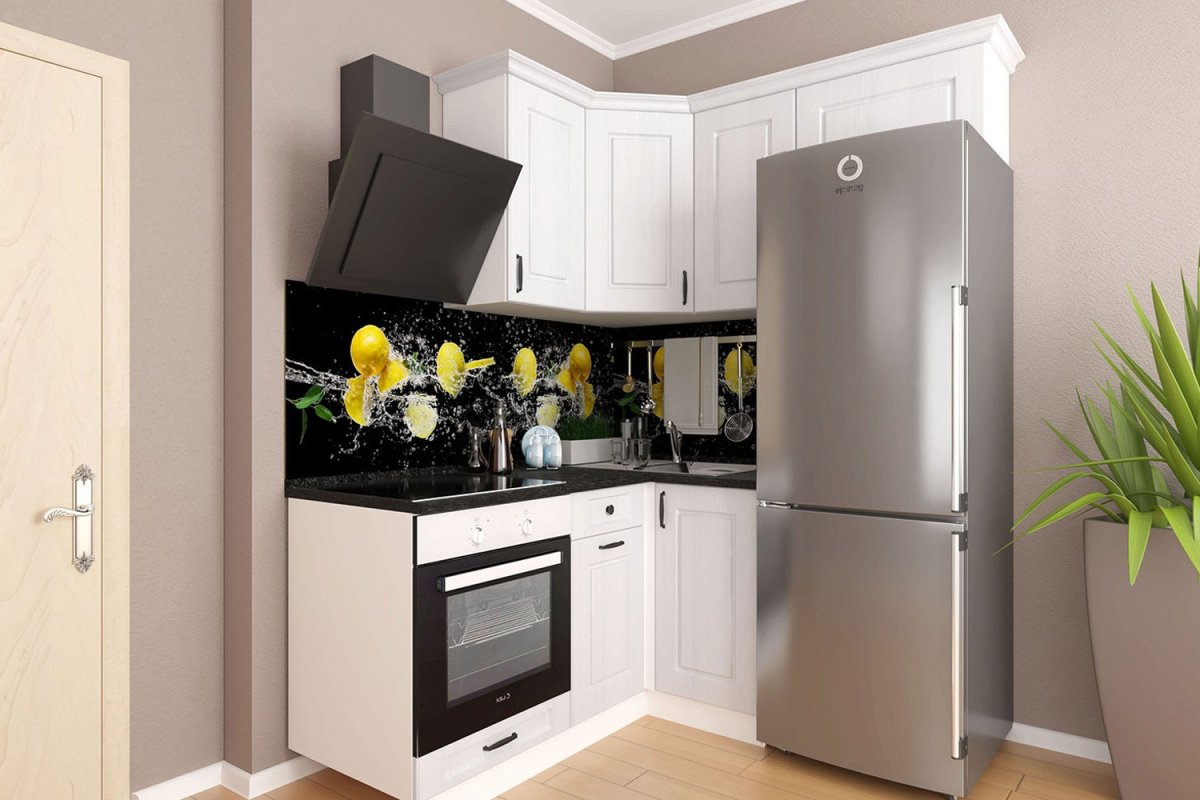 Угловые кухни с холодильником