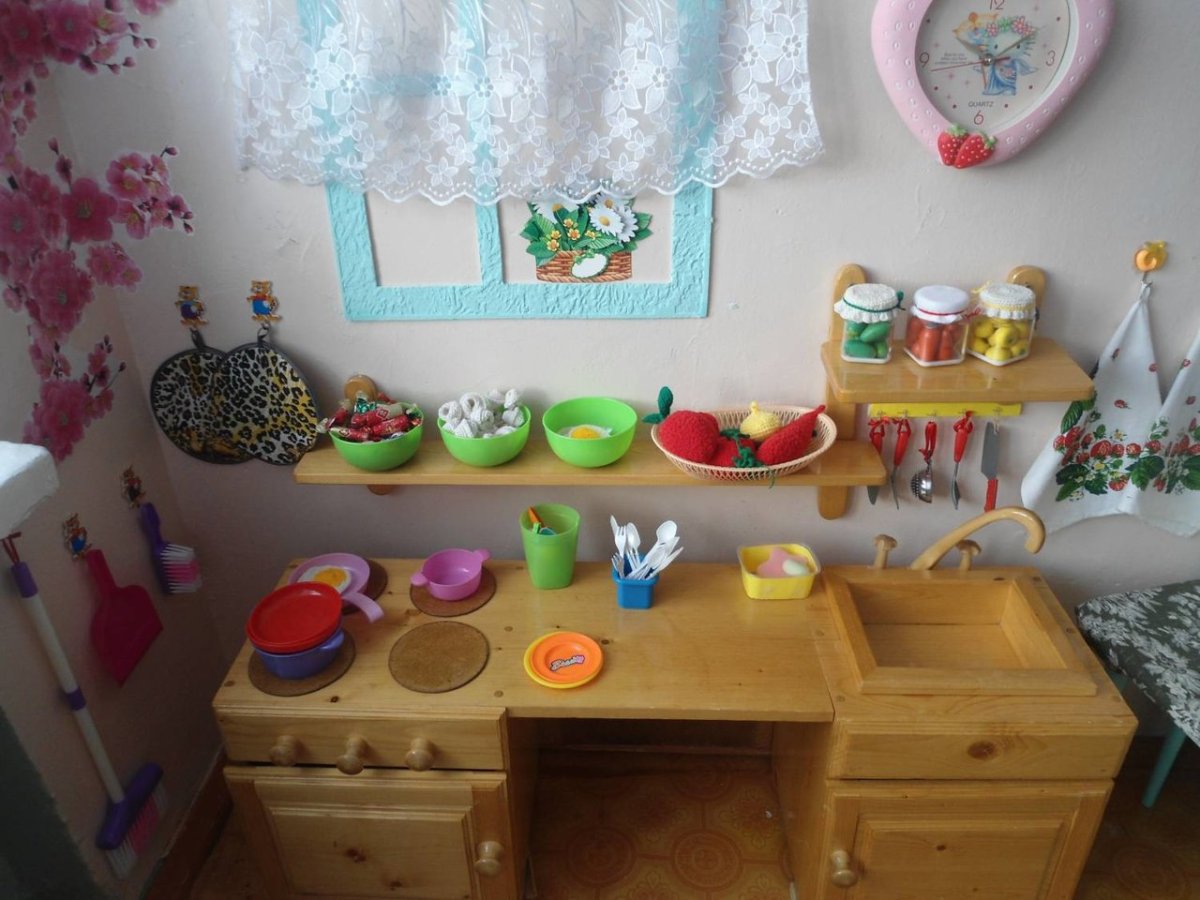 Оформление уголка кухни в детском саду