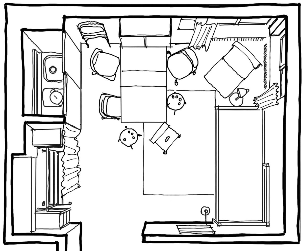 Схема комнаты сверху