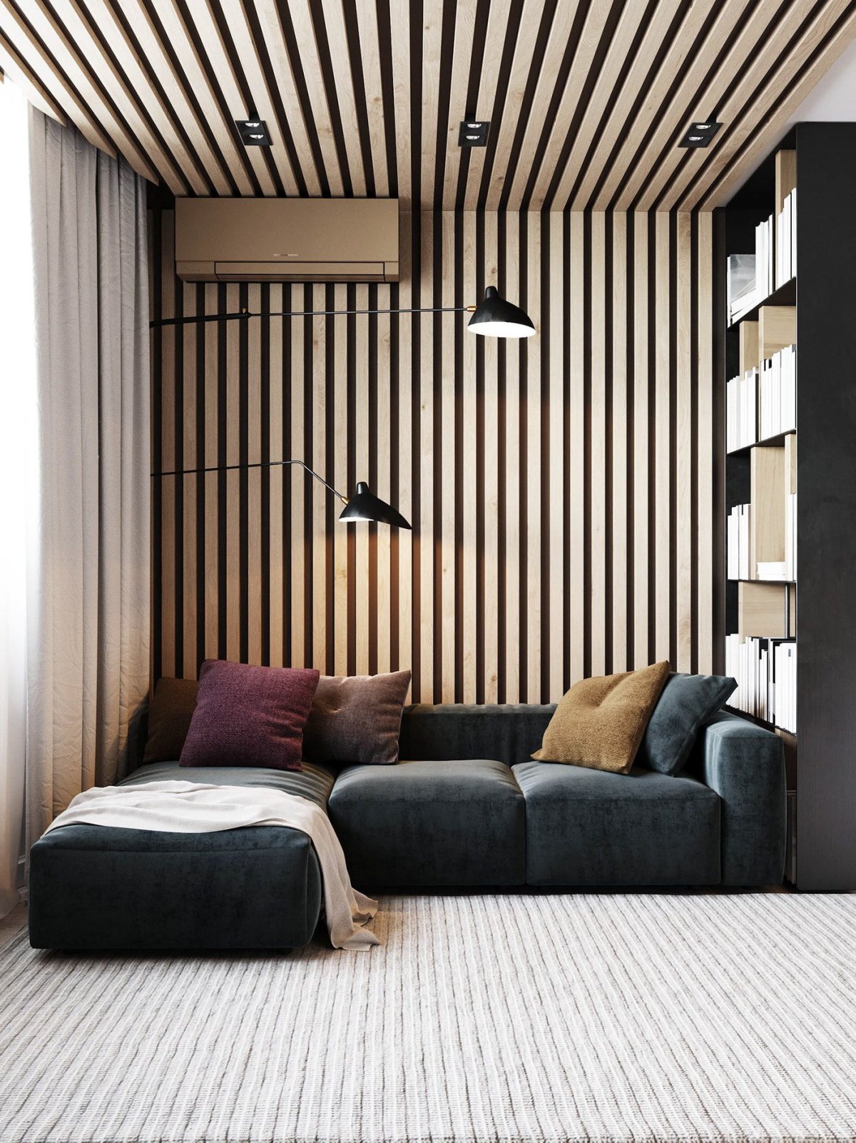 Дизайн комнаты с рейками