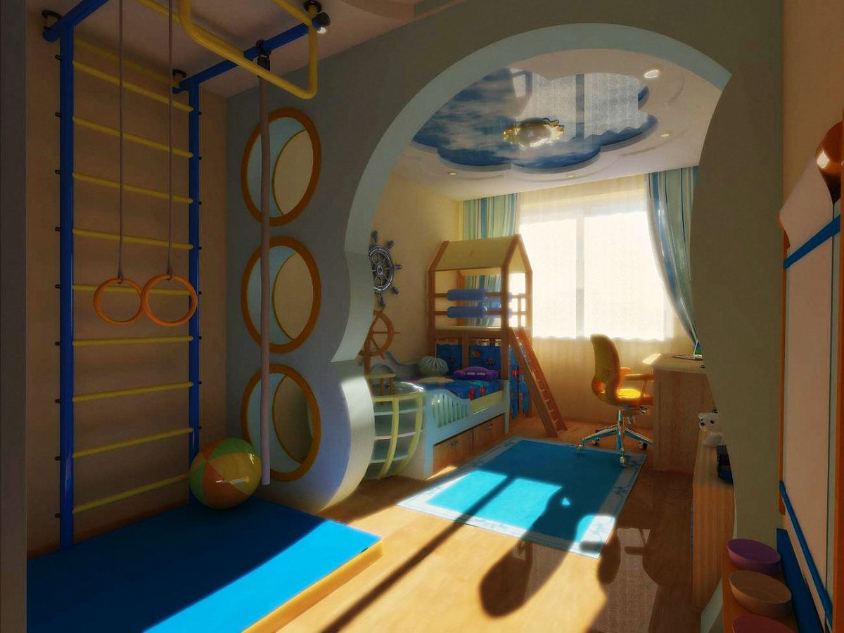 Детская комната для мальчика с балконом