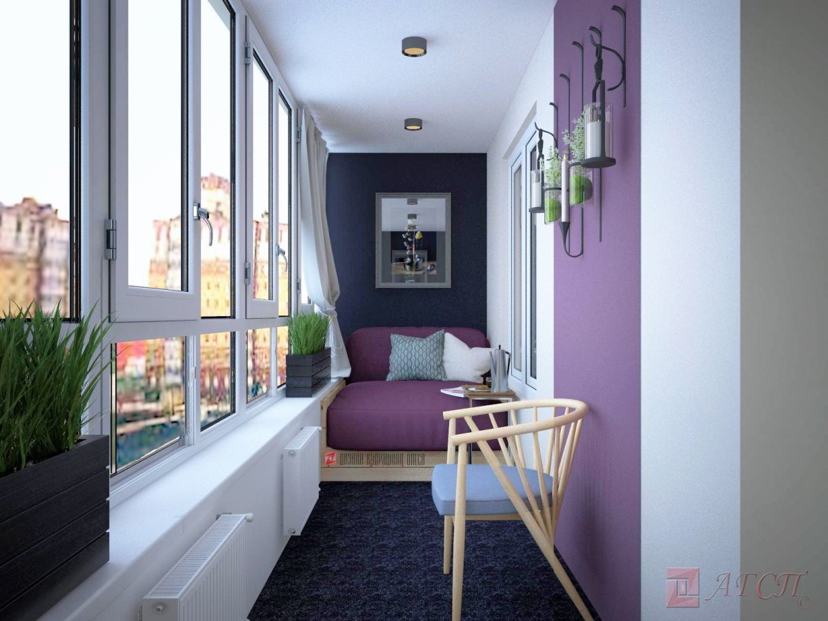 Дизайн узкой комнаты с балконом