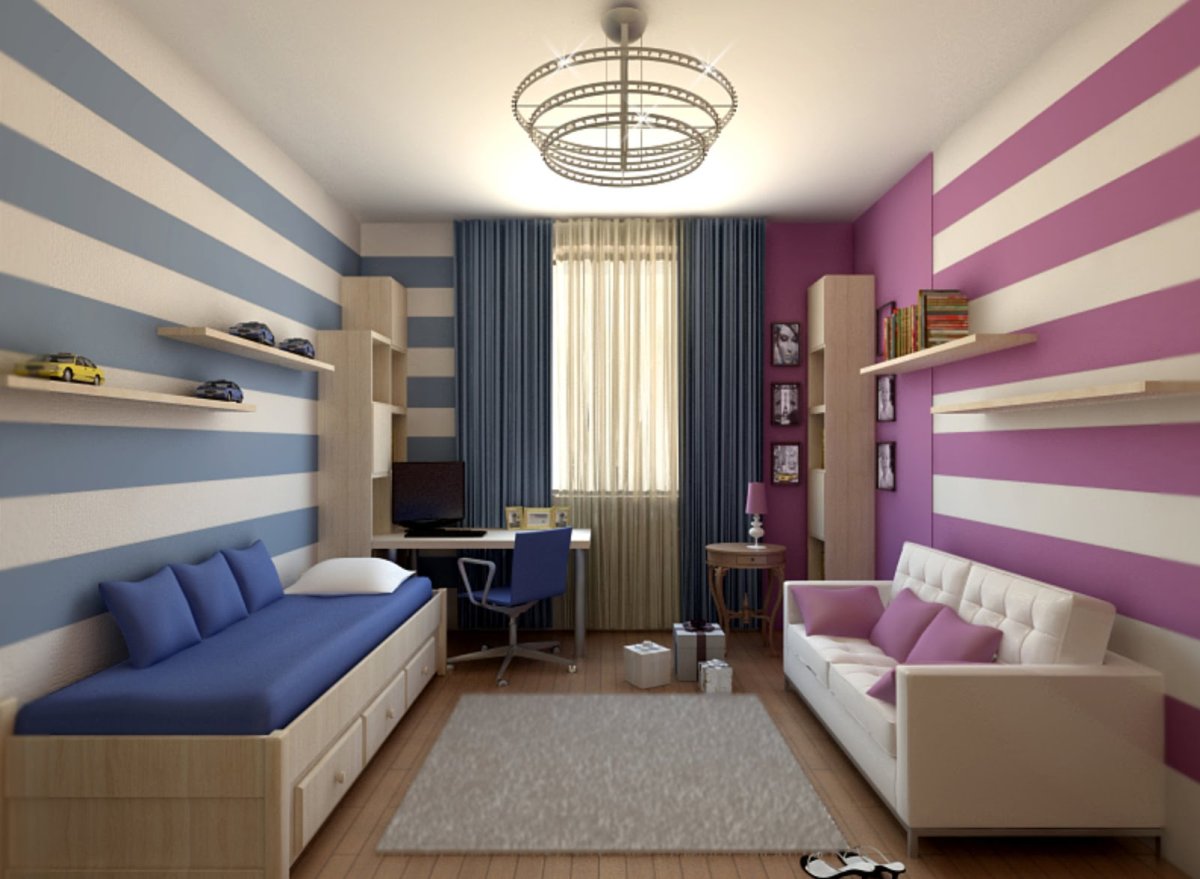 Дизайн комнаты для разнополых подростков