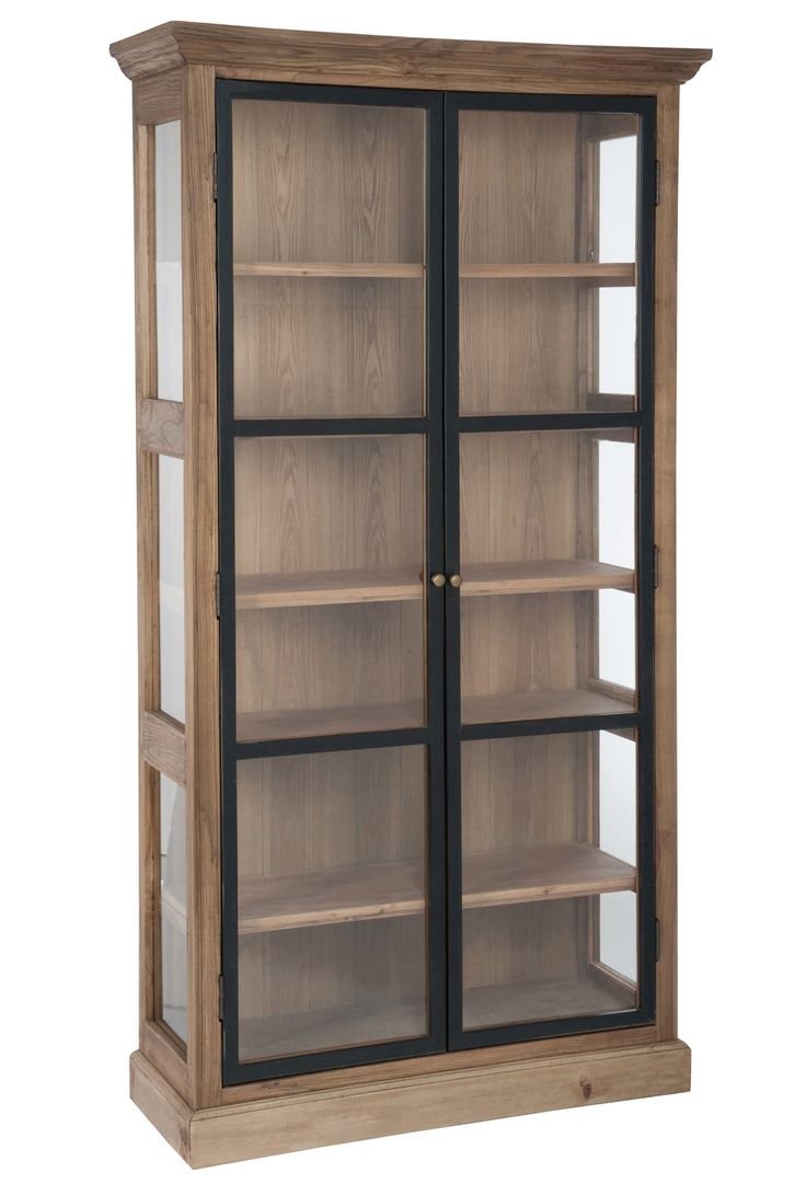 Книжный шкаф лофт со стеклянными дверцами