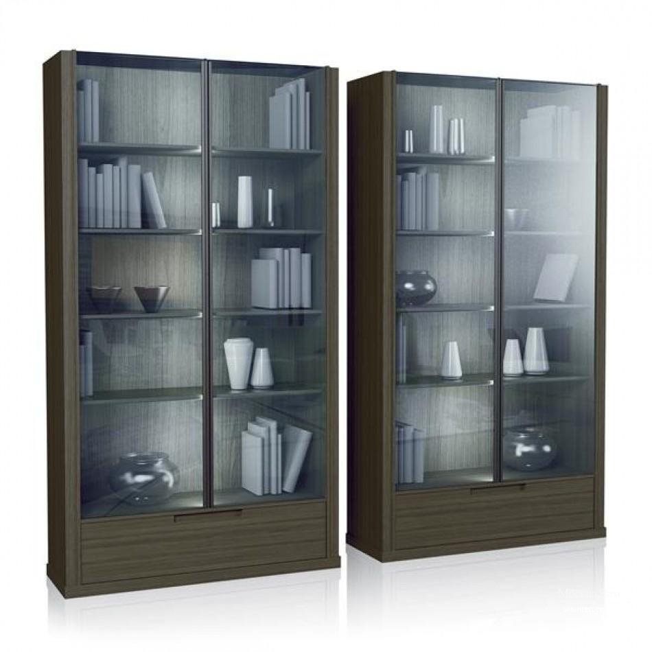 Книжный шкаф с раздвижными стеклянными дверцами