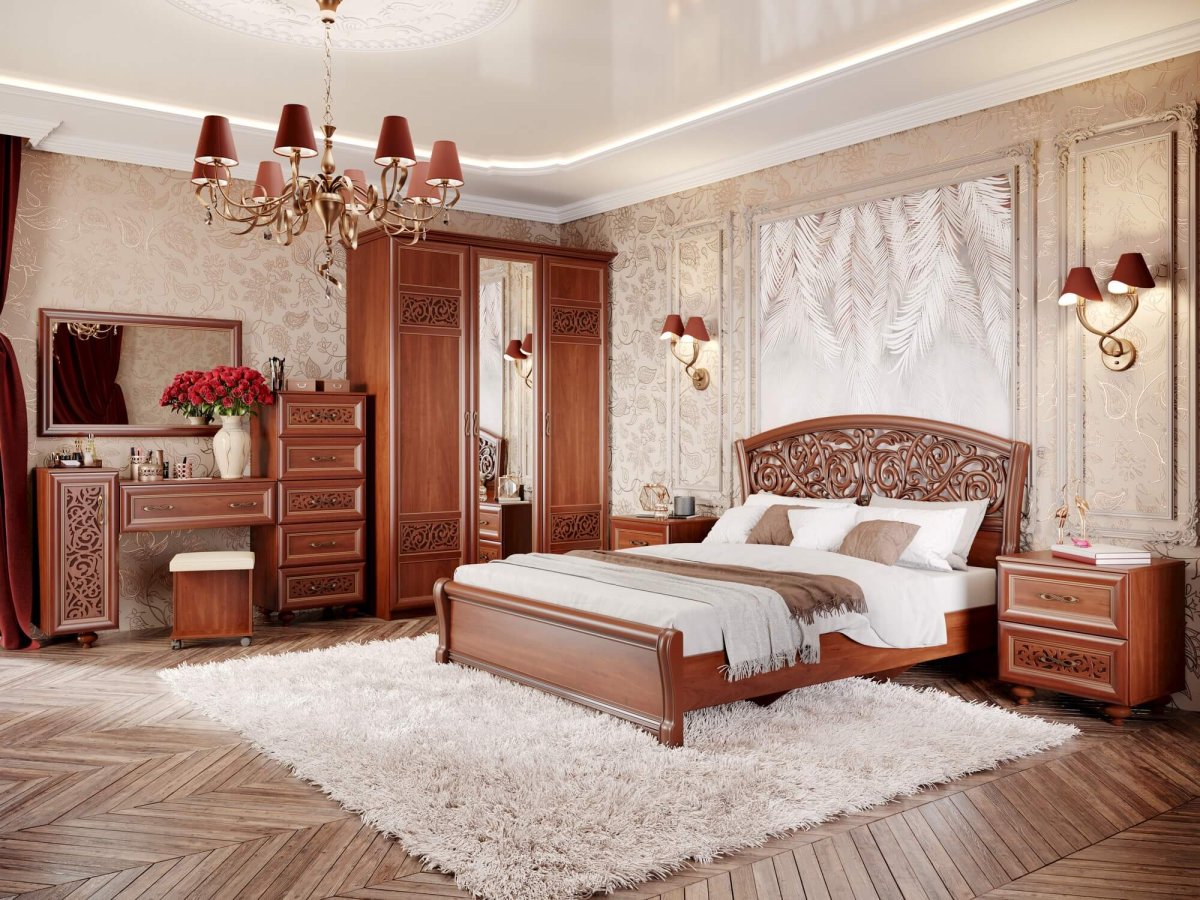 Спальный гарнитур много мебели