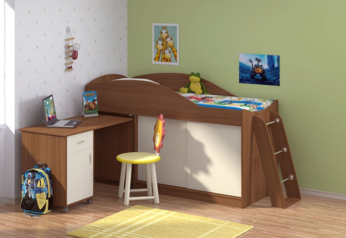 Детский уголок с кроватью и столом
