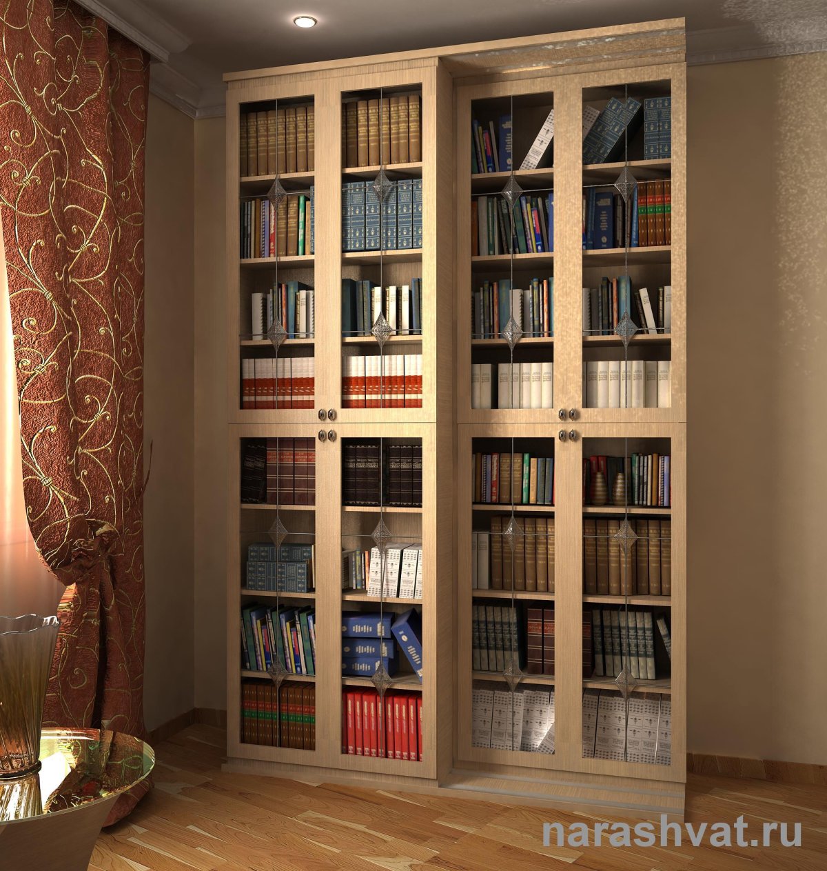 Стеклянный шкаф для книг