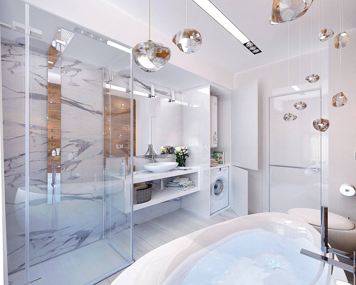 Современные ванные комнаты дизайн с душевой